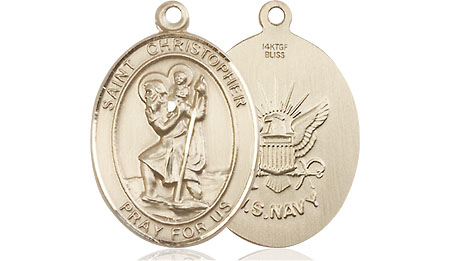 14kt Gold Filled Saint Christopher Navy Medal