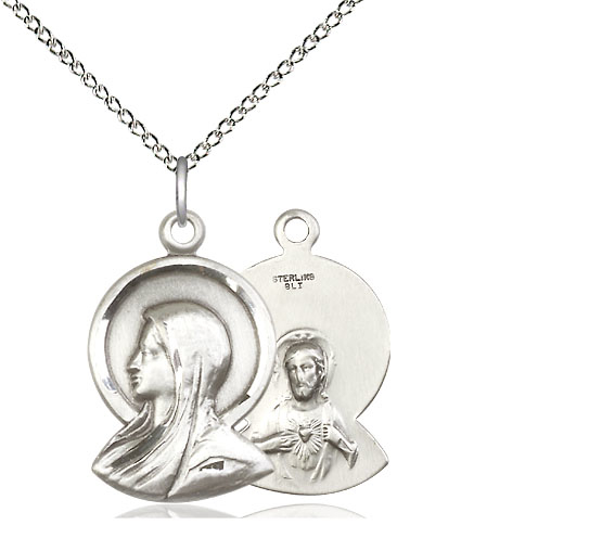 Sterling Silver Madonna Pendant on a 18 inch Sterling Silver Light Curb chain