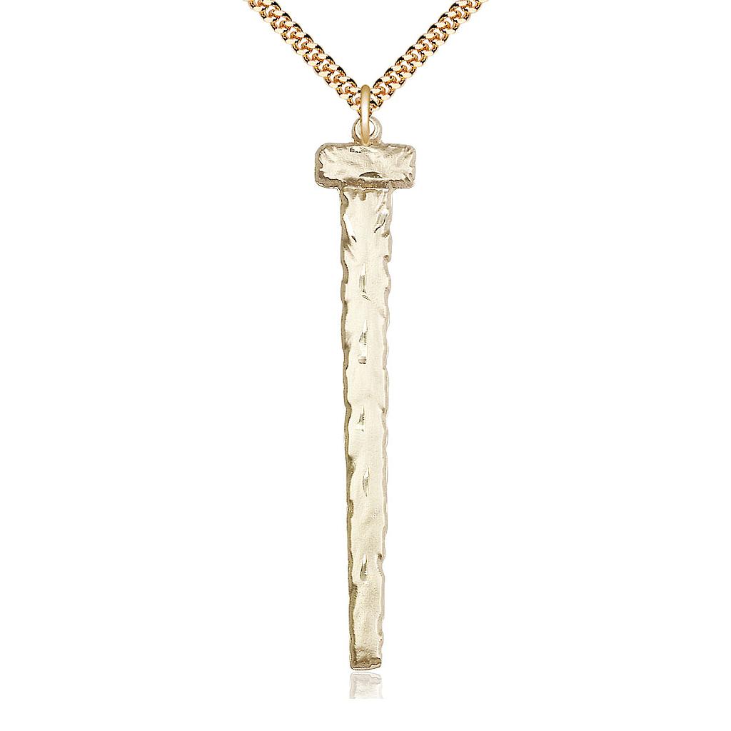 14kt Gold Filled Nail Pendant on a 24 inch Gold Plate Heavy Curb chain