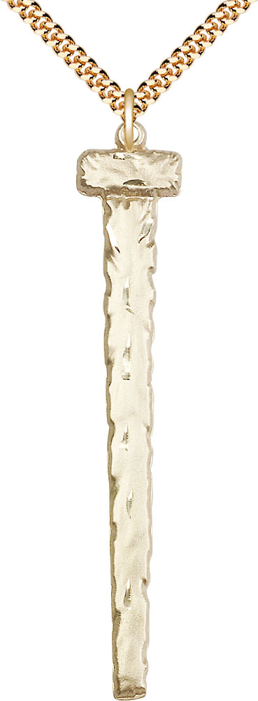 14kt Gold Filled Nail Pendant on a 24 inch Gold Plate Heavy Curb chain