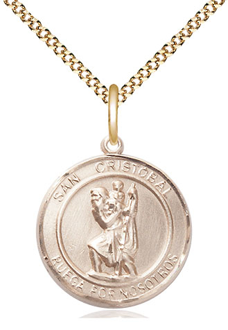 14kt Gold Filled San Cristobal Pendant on a 18 inch Gold Plate Light Curb chain