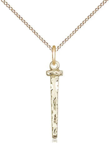 14kt Gold Filled Nail Pendant on a 18 inch Gold Filled Light Curb chain