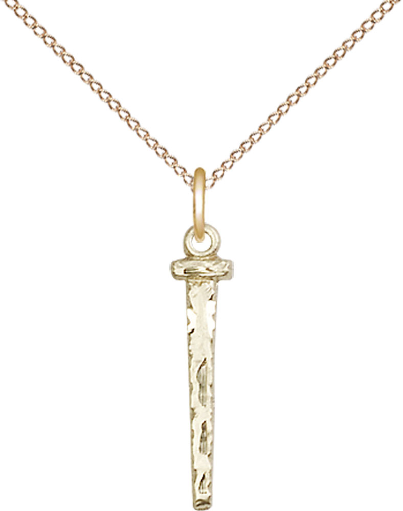 14kt Gold Filled Nail Pendant on a 18 inch Gold Filled Light Curb chain