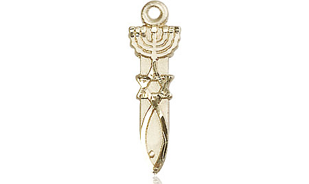 14kt Gold Menorah Star Fish Medal