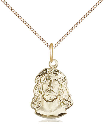 14kt Gold Filled Ecce Homo Pendant on a 18 inch Gold Filled Light Curb chain