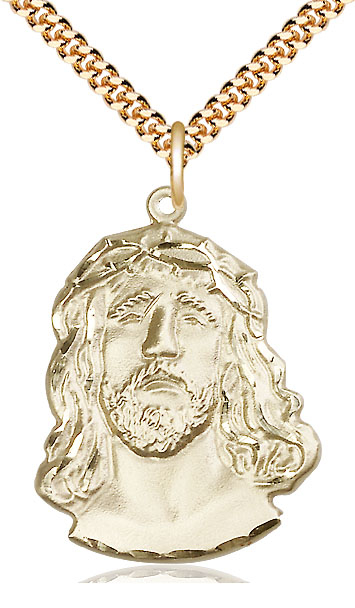 14kt Gold Filled Ecce Homo Pendant on a 24 inch Gold Plate Heavy Curb chain