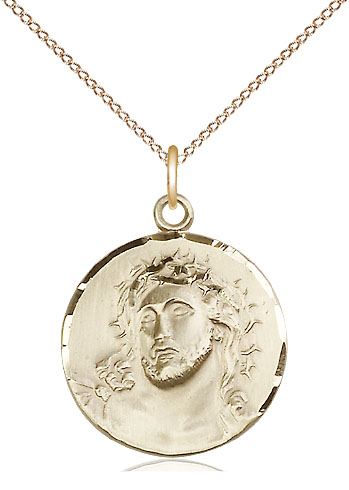 14kt Gold Filled Ecce Homo Pendant on a 18 inch Gold Filled Light Curb chain