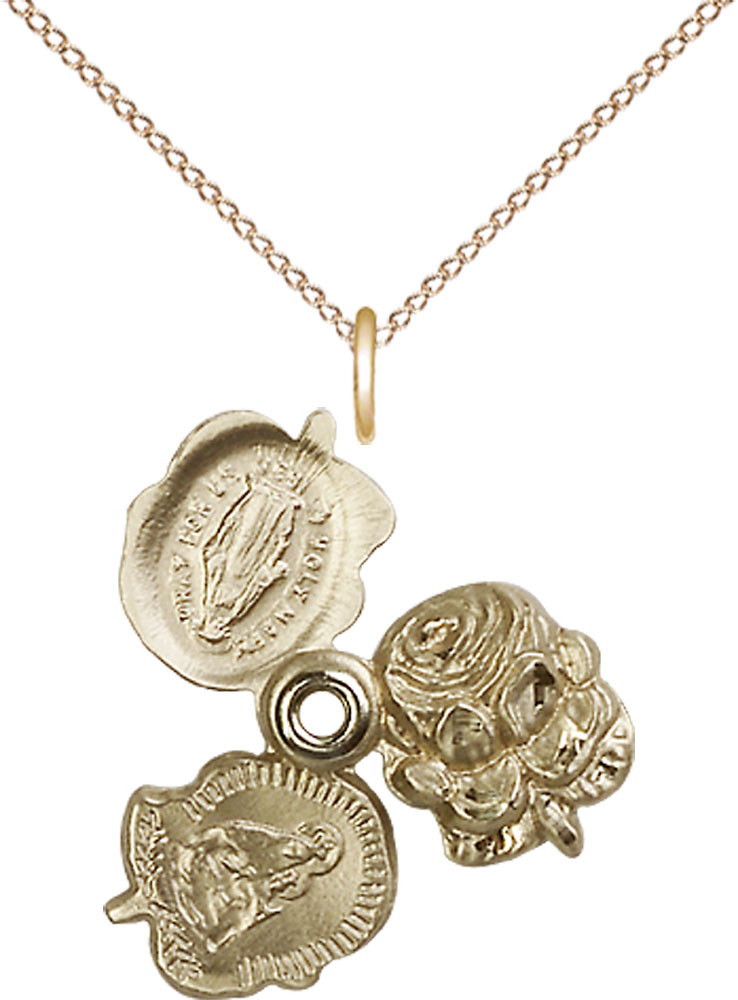 14kt Gold Filled Rosebud Pendant on a 18 inch Gold Filled Light Curb chain