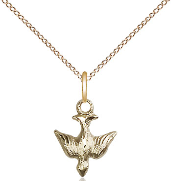 14kt Gold Filled Holy Spirit Pendant on a 18 inch Gold Filled Light Curb chain