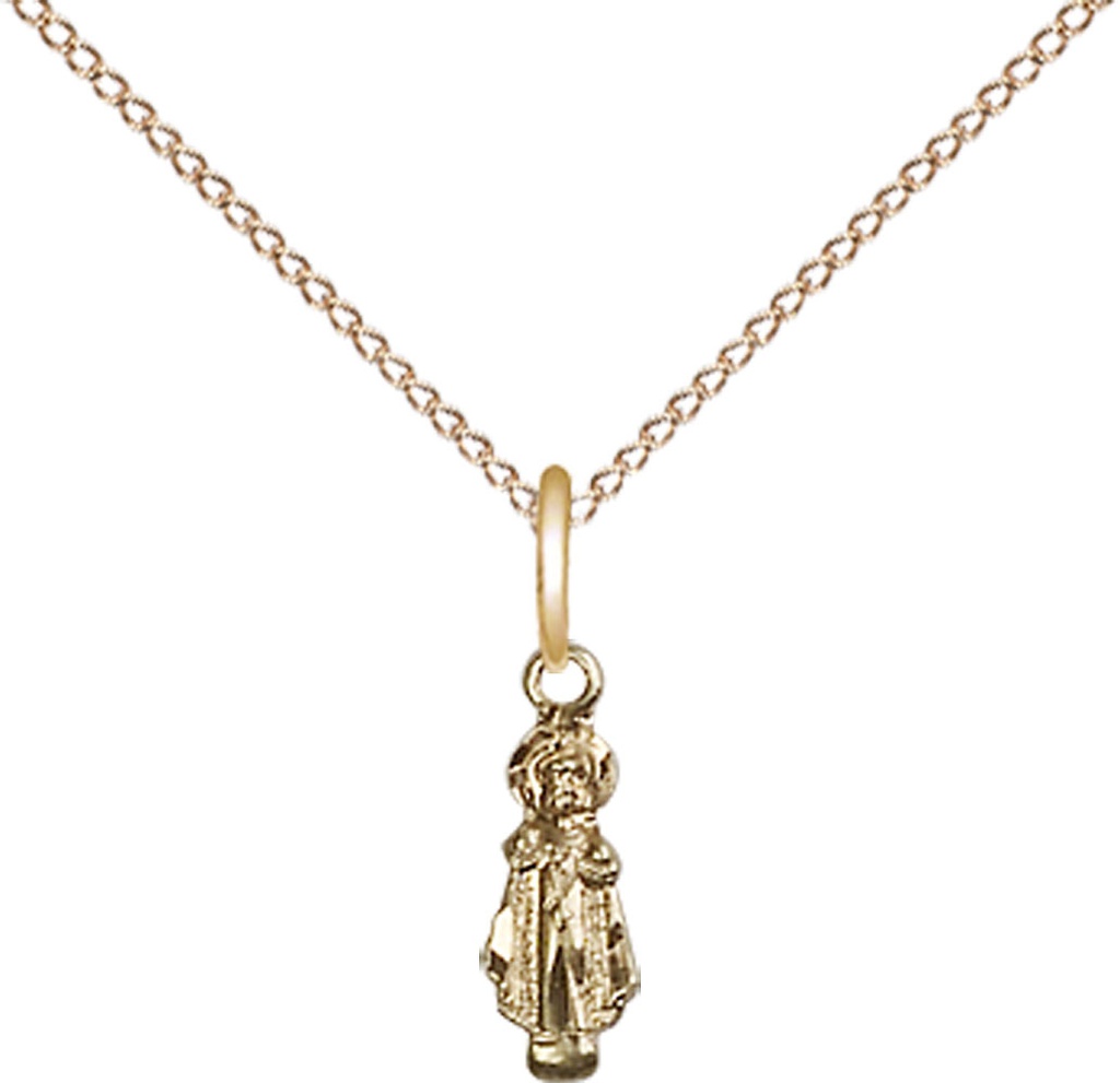 14kt Gold Filled Infant Pendant on a 18 inch Gold Filled Light Curb chain