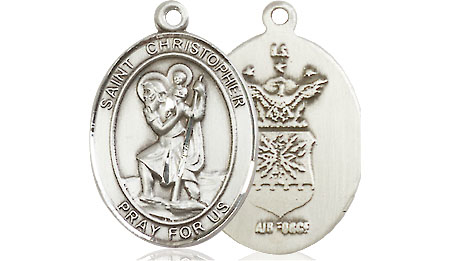 Sterling Silver Saint Christopher Air Force Medal