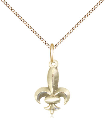 14kt Gold Filled Fleur de Lis Pendant on a 18 inch Gold Filled Light Curb chain