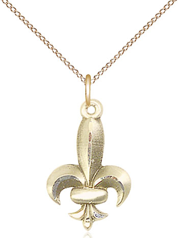 14kt Gold Filled Fleur de Lis Pendant on a 18 inch Gold Filled Light Curb chain