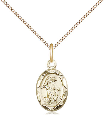 14kt Gold Filled Guardian Angel Pendant on a 18 inch Gold Filled Light Curb chain