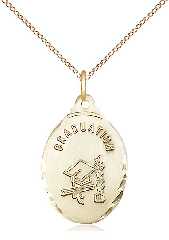 14kt Gold Filled Graduate Pendant on a 18 inch Gold Filled Light Curb chain