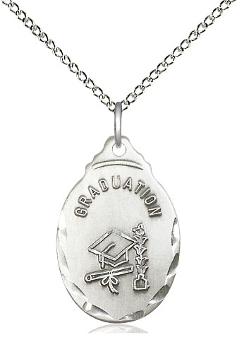 Sterling Silver Graduate Pendant on a 18 inch Sterling Silver Light Curb chain