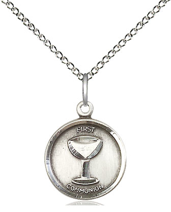 Sterling Silver Communion Pendant on a 18 inch Sterling Silver Light Curb chain