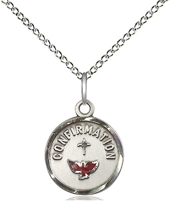 Sterling Silver Confirmation Pendant on a 18 inch Sterling Silver Light Curb chain