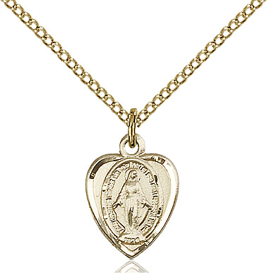 14kt Gold Filled Miraculous Pendant on a 18 inch Gold Filled Light Curb chain