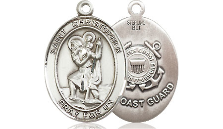 Sterling Silver Saint Christopher Coast Guard Medal