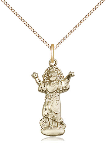 14kt Gold Filled Divino Nino Pendant on a 18 inch Gold Filled Light Curb chain