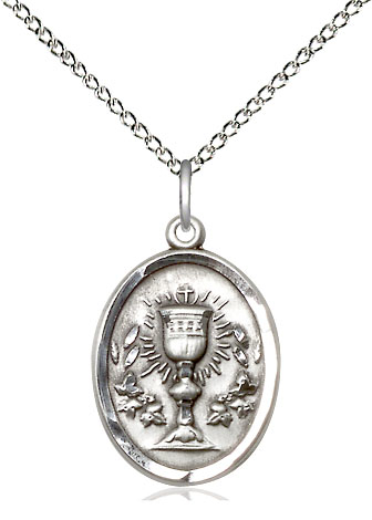 Sterling Silver Chalice Pendant on a 18 inch Sterling Silver Light Curb chain