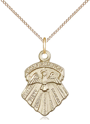 14kt Gold Filled Seven Gifts Pendant on a 18 inch Gold Filled Light Curb chain