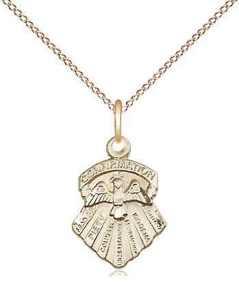 14kt Gold Filled Seven Gifts Pendant on a 18 inch Gold Filled Light Curb chain