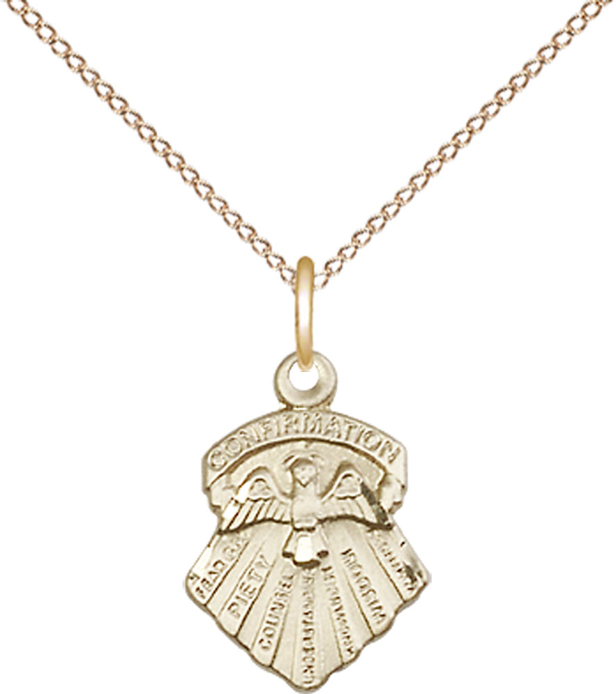 14kt Gold Filled Seven Gifts Pendant on a 18 inch Gold Filled Light Curb chain