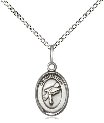 Sterling Silver Graduation Pendant on a 18 inch Sterling Silver Light Curb chain