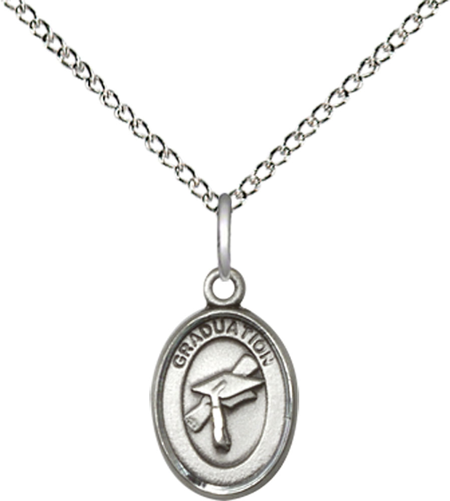 Sterling Silver Graduation Pendant on a 18 inch Sterling Silver Light Curb chain
