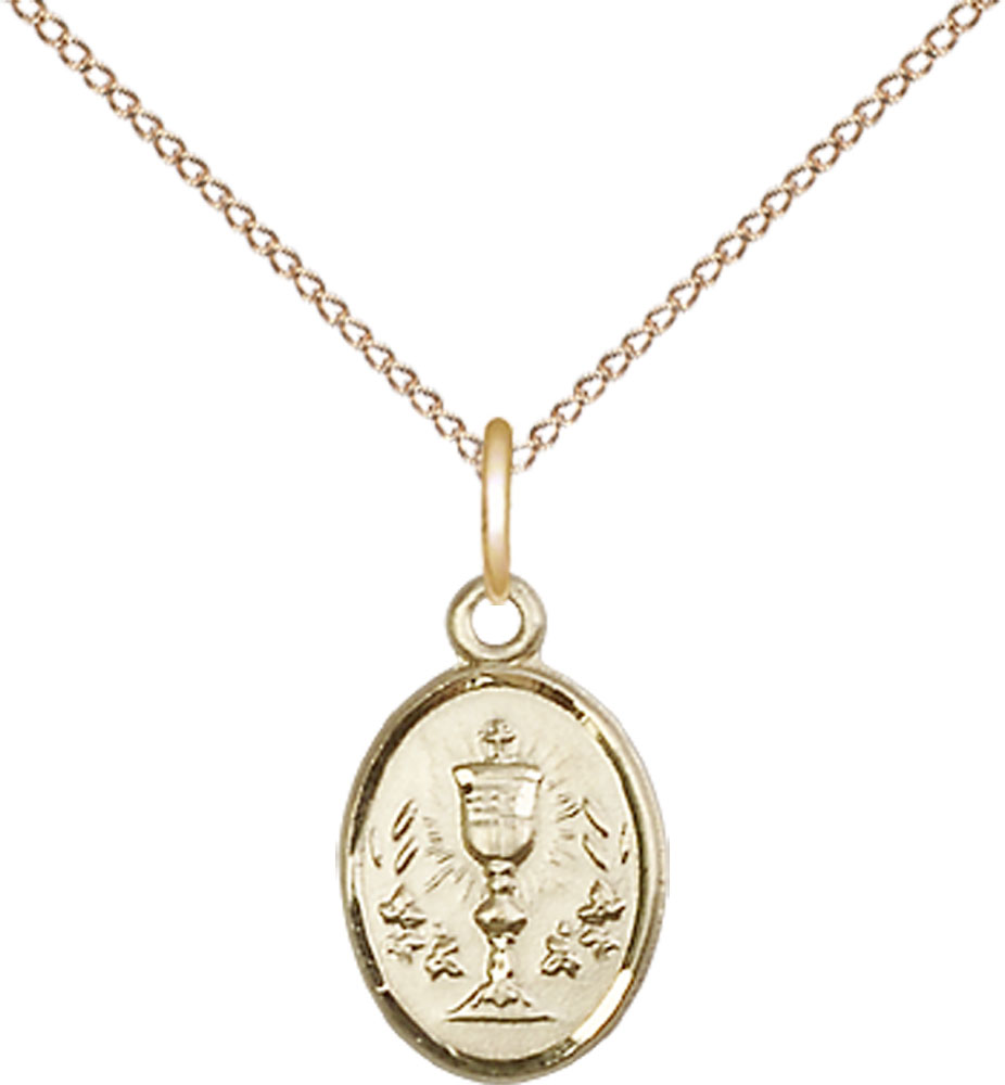14kt Gold Filled Chalice Pendant on a 18 inch Gold Filled Light Curb chain