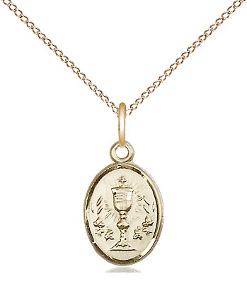 14kt Gold Filled Chalice Pendant on a 18 inch Gold Filled Light Curb chain