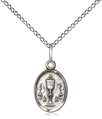 Sterling Silver Chalice Pendant on a 18 inch Sterling Silver Light Curb chain