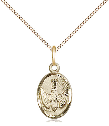 14kt Gold Filled Holy Spirit Pendant on a 18 inch Gold Filled Light Curb chain