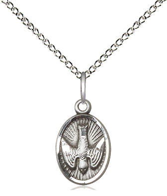 Sterling Silver Holy Spirit Pendant on a 18 inch Sterling Silver Light Curb chain