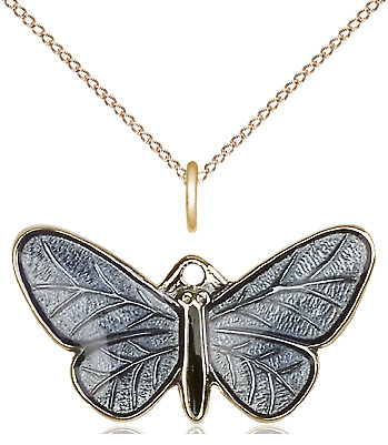14kt Gold Filled Butterfly Pendant on a 18 inch Gold Filled Light Curb chain