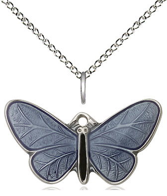 Sterling Silver Butterfly Pendant on a 18 inch Sterling Silver Light Curb chain