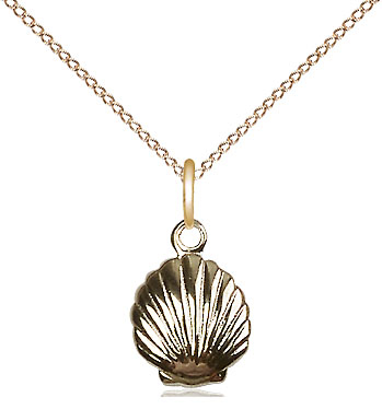 14kt Gold Filled Shell Pendant on a 18 inch Gold Filled Light Curb chain