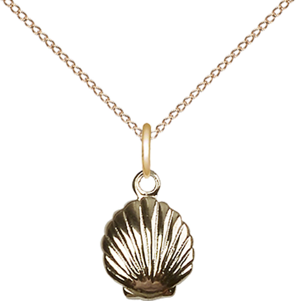 14kt Gold Filled Shell Pendant on a 18 inch Gold Filled Light Curb chain