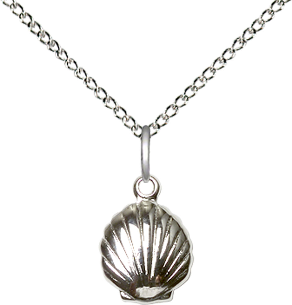 Sterling Silver Shell Pendant on a 18 inch Sterling Silver Light Curb chain