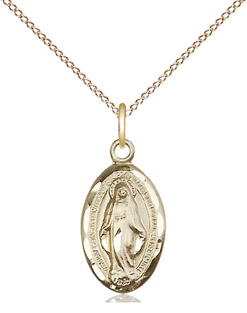 14kt Gold Filled Miraculous Pendant on a 18 inch Gold Filled Light Curb chain