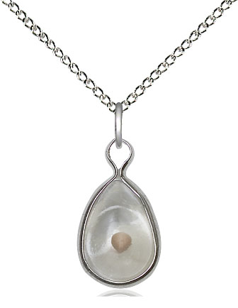 Sterling Silver Mustard Seed Pendant on a 18 inch Sterling Silver Light Curb chain