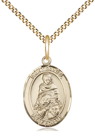 14kt Gold Filled Saint Daniel Pendant on a 18 inch Gold Plate Light Curb chain