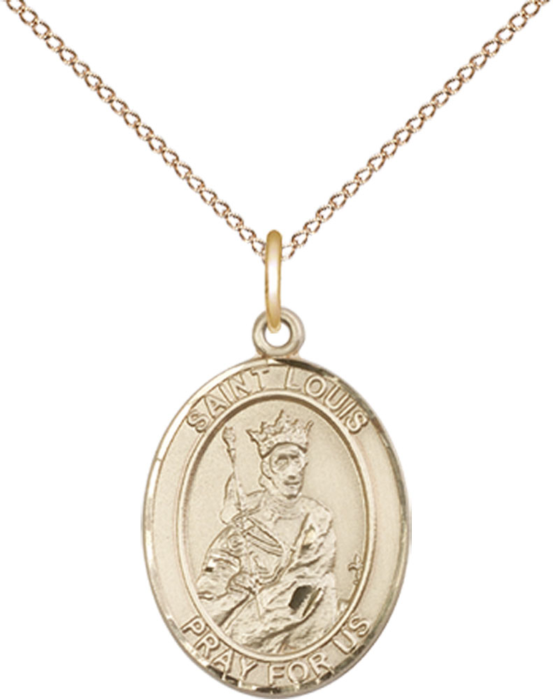14kt Gold Filled Saint Louis Pendant on a 18 inch Gold Filled Light Curb chain