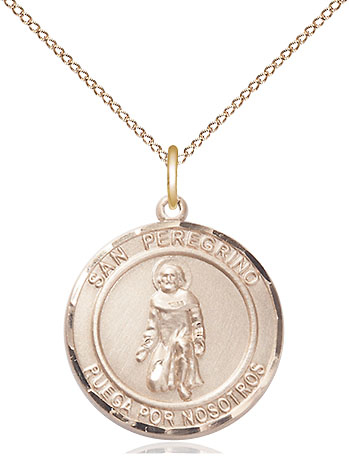 14kt Gold Filled San Peregrino Pendant on a 18 inch Gold Filled Light Curb chain