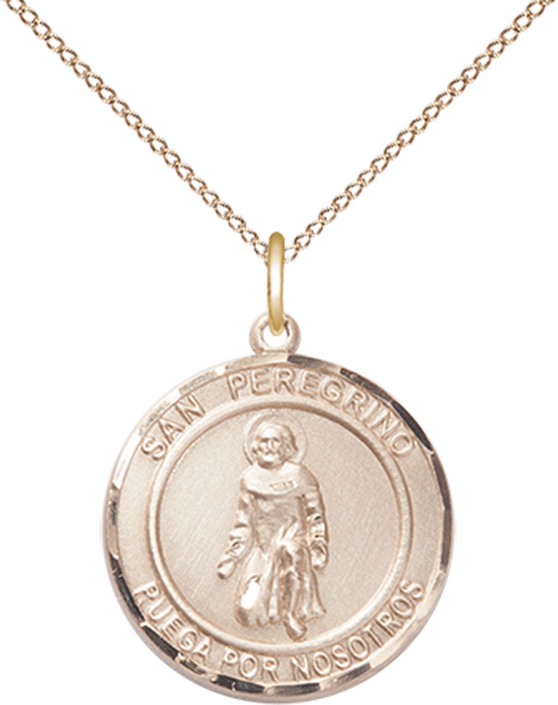 14kt Gold Filled San Peregrino Pendant on a 18 inch Gold Filled Light Curb chain