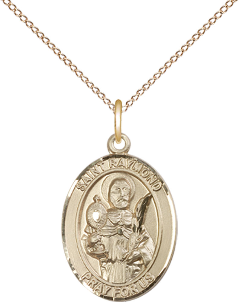 14kt Gold Filled Saint Raymond Nonnatus Pendant on a 18 inch Gold Filled Light Curb chain