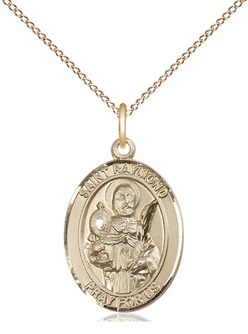 14kt Gold Filled Saint Raymond Nonnatus Pendant on a 18 inch Gold Filled Light Curb chain