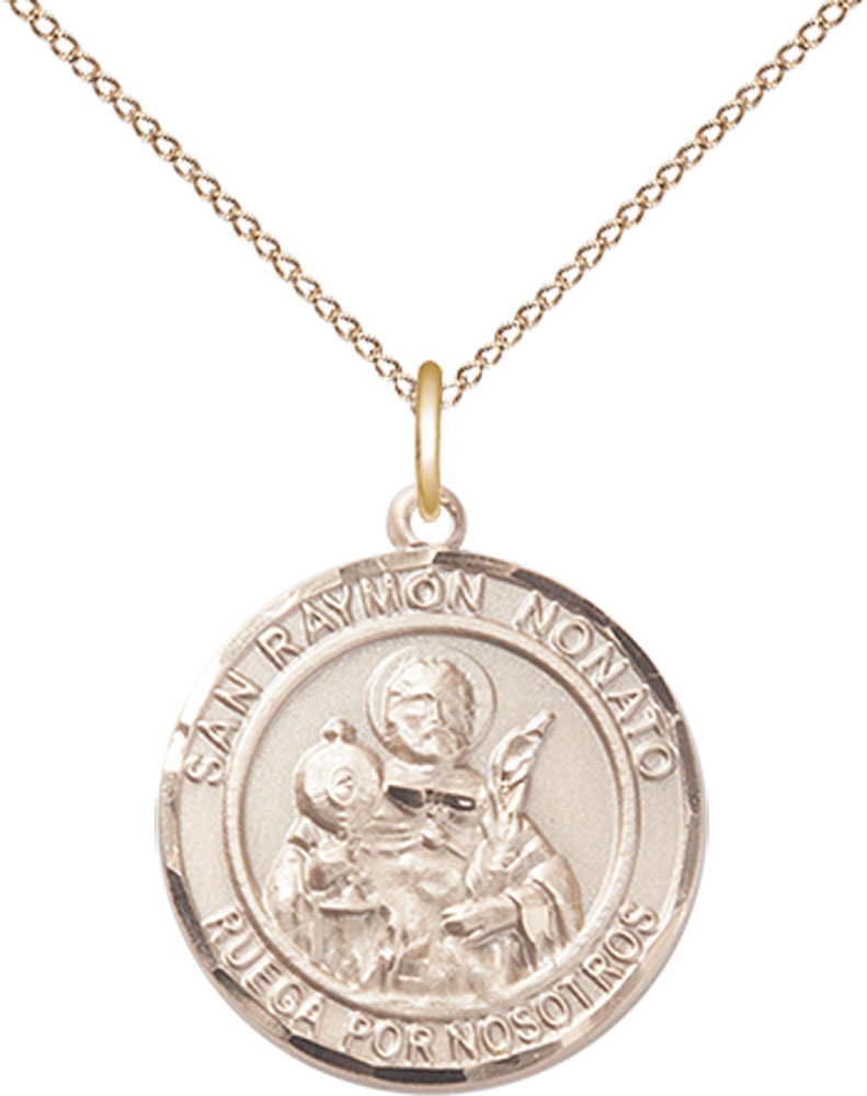 14kt Gold Filled San Raymon Nonato Pendant on a 18 inch Gold Filled Light Curb chain